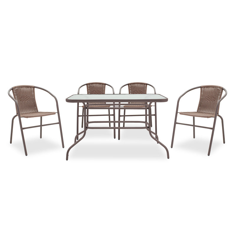 Dining table Valor-Obbi set 5pcs pakoworld metal-pe brown