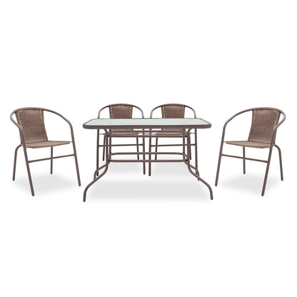 Dining table Valor-Obbi set 5pcs pakoworld metal-pe brown