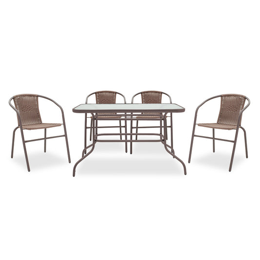 Dining table Valor-Obbi set 7pcs pakoworld metal-pe brown