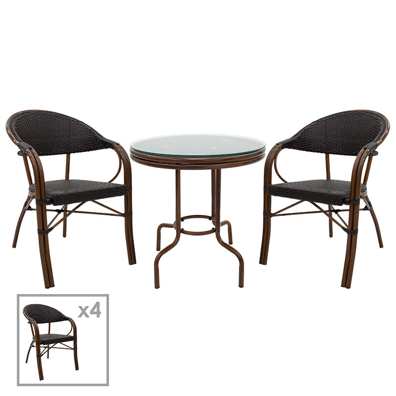 Dining set 5pcs Paula pakoworld metal-pe brown