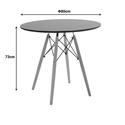Dining Set with Gaston Chairs Black & Julita BlackTable Ø80x73cm 5Pieces