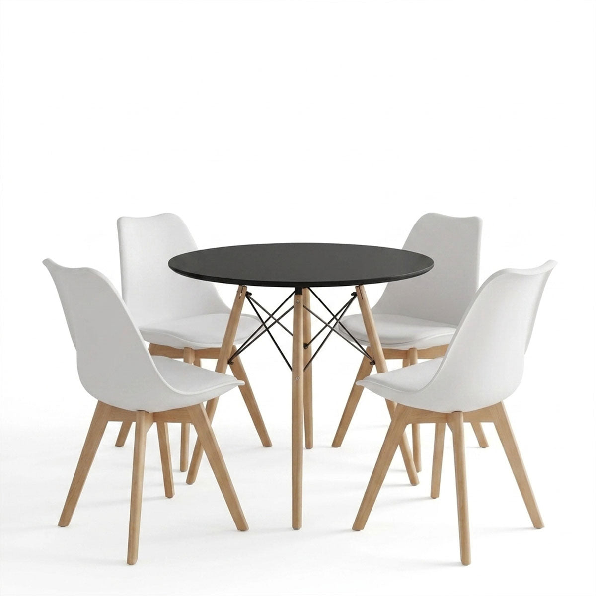 Dining Set with Gaston Chairs Black & Julita BlackTable Ø80x73cm 5Pieces