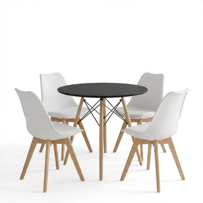 Dining Set with Gaston Chairs Black & Julita BlackTable Ø80x73cm 5Pieces