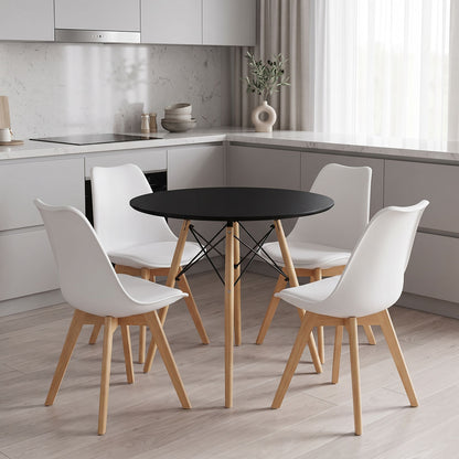 Dining Set with Gaston Chairs Black & Julita BlackTable Ø80x73cm 5Pieces