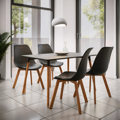 Natali-Gaston pakoworld dining set 5pcs black-natural 120x80x76cm