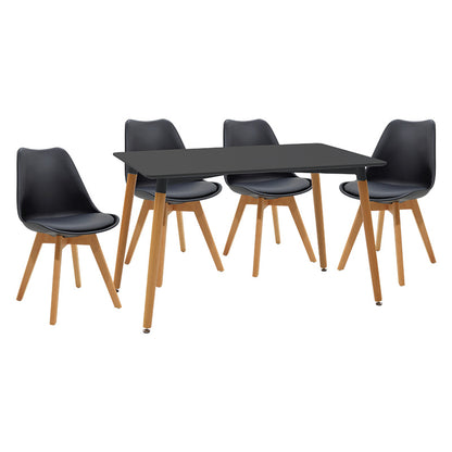 Natali-Gaston pakoworld dining set 5pcs black-natural 120x80x76cm