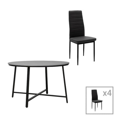 Gianno-Parker pakoworld dining set 5pcs gray cement-black D120χ76cm