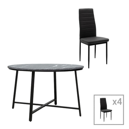 Gianno-Parker pakoworld dining set 5pcs black marble-black D120χ76cm