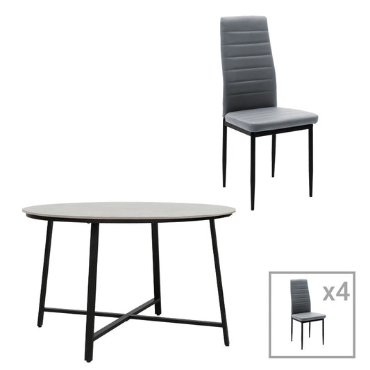 Gianno-Parker pakoworld dining set 5pcs gray cement-gray D120χ76cm