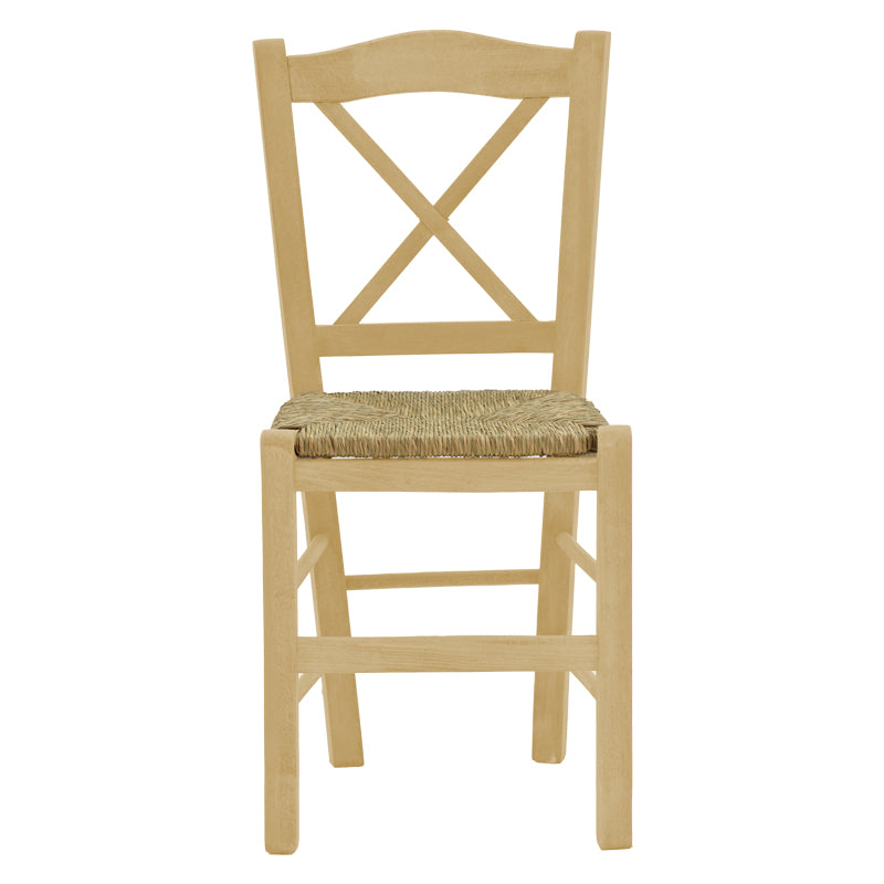 Coffee shop chair with mat Seimi-Charchie pakoworld criss cross unpainted wood 42x40x89cm