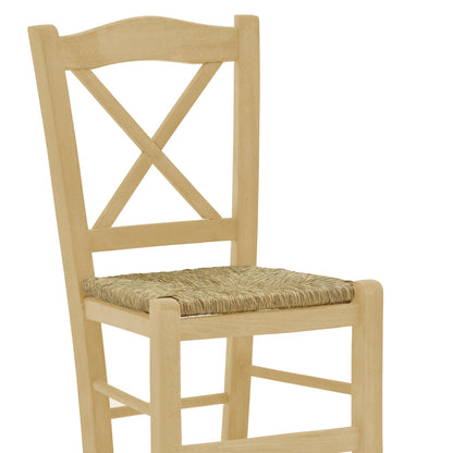 Coffee shop chair with mat Seimi-Charchie pakoworld criss cross unpainted wood 42x40x89cm