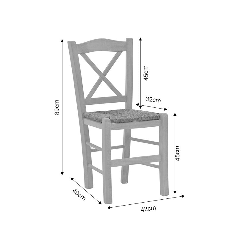 Coffee shop chair with mat Seimi-Charchie pakoworld criss cross unpainted wood 42x40x89cm