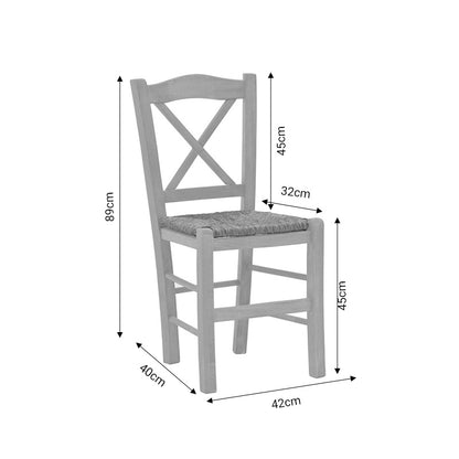 Coffee shop chair with mat Seimi-Charchie pakoworld criss cross unpainted wood 42x40x89cm