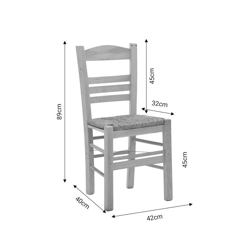 Coffee shop chair with mat Ronson-Charchie pakoworld unpainted wood 42x40x89cm