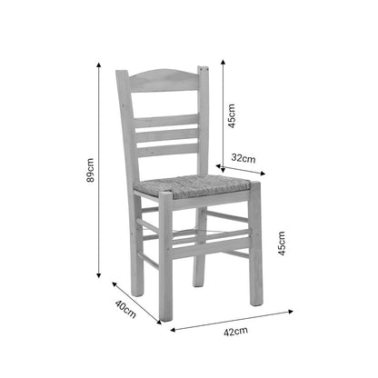 Coffee shop chair with mat Ronson-Charchie pakoworld unpainted wood 42x40x89cm