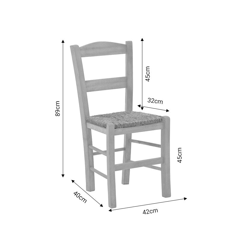 Coffee shop chair with mat Syror-Charchie pakoworld unpainted wood 42x40x89cm