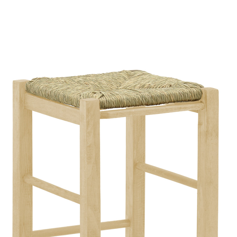 Coffee shop stool without width with mat Bodier-Charchie I pakoworld unpainted wood 35x35x78cm