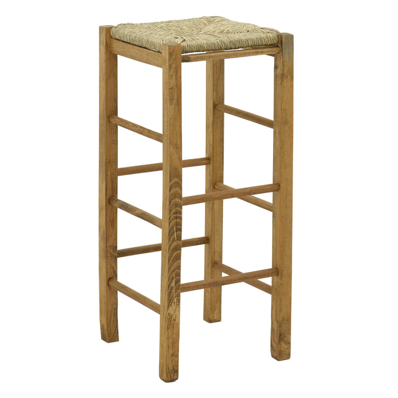 Coffee shop stool without width with mat Bodier-Charchie I pakoworld walnut wood 35x35x78cm