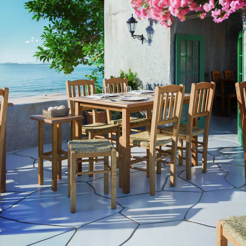 Coffee shop stool with mat Oligor-Charchie I pakoworld walnut wood 35x35x78cm