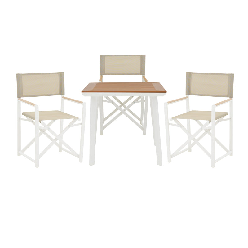 Mabu-Synergy dining table set of 3 pakoworld white aluminum and plywood in natural color 80x80x74cm