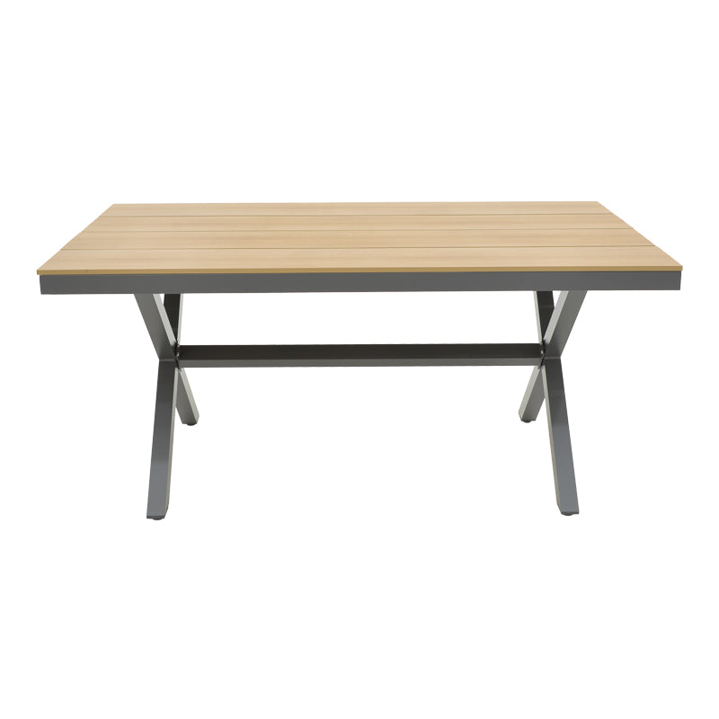 Dining table Vitality-Thorio set of 5 pakoworld anthracite aluminum and plywood in a natural shade 160x90x75cm