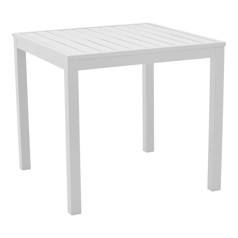 Dining table Savor-Kliton set of 5 pakoworld white aluminum and rattan in natural color 80x80x74cm