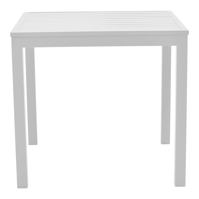 Dining table Savor-Kliton set of 5 pakoworld white aluminum and rattan in natural color 80x80x74cm