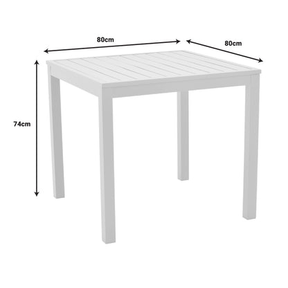 Dining table Savor-Kliton set of 3 pakoworld white aluminum and rattan in natural color 80x80x74cm