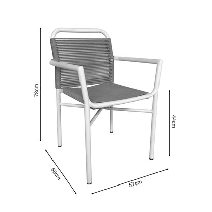 Kliton dining table - Clutch set of 5 pakoworld aluminum in white shade 80x80x74cm