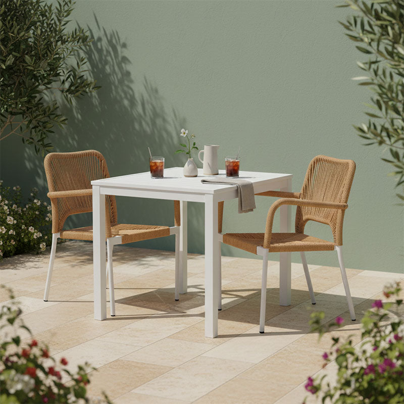 Dining table Kliton - Norture set of 3 aluminum in white shade 80x80x74cm