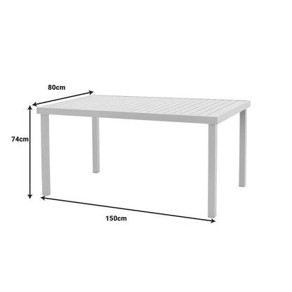 Kliton dining table - Clutch set of 5 pakoworld aluminum in white shade 150x80x74cm