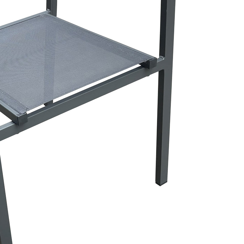 Dining table Moly - Kliton I set of 5 pakoworld anthracite aluminum and textilene in anthracite shade 80x80x74cm