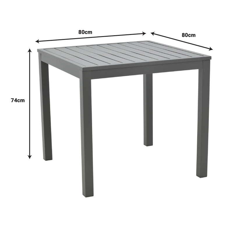 Dining table Kliton-Pino set of 5 pakoworld aluminum in anthracite and black shade 80x80x74cm