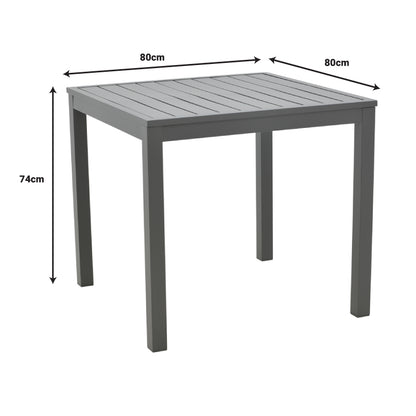 Dining table Kliton-Pino set of 3 pakoworld aluminum in anthracite and black shade 80x80x74cm