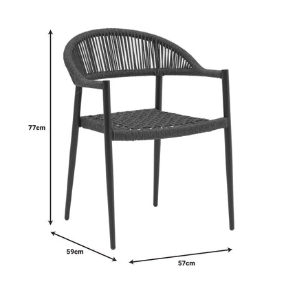 Dining table Kliton-Freiburg set of 3 pakoworld aluminum in anthracite shade 80x80x74cm