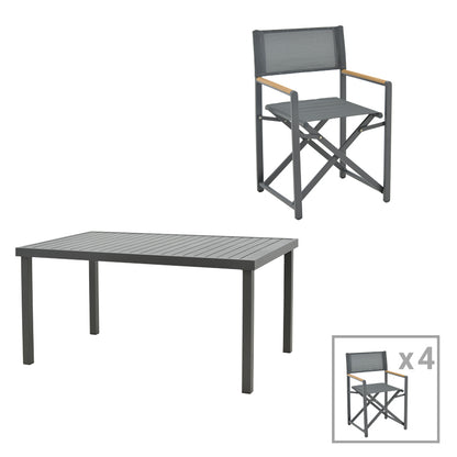 Dining table Mabu-Kliton A set of 5 pakoworld aluminum in anthracite shade 150x80x74cm