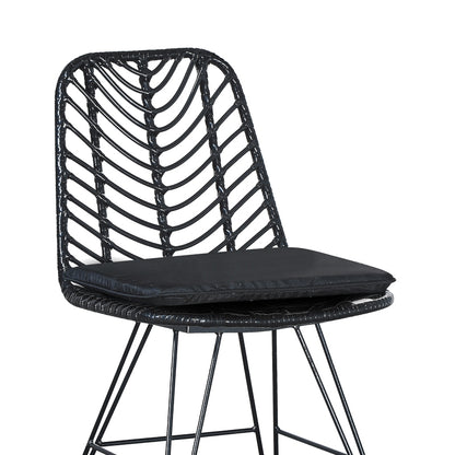 Dining table Naoki-Kliton I set of 5 pakoworld anthracite aluminum and pe rattan in black shade 150x80x74cm