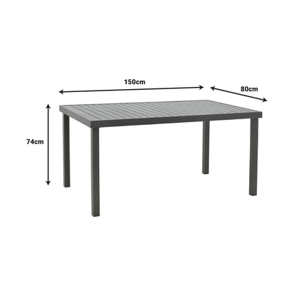 Dining table Convince - Kliton A set of 5 pakoworld aluminum in anthracite shade 150x80x74cm