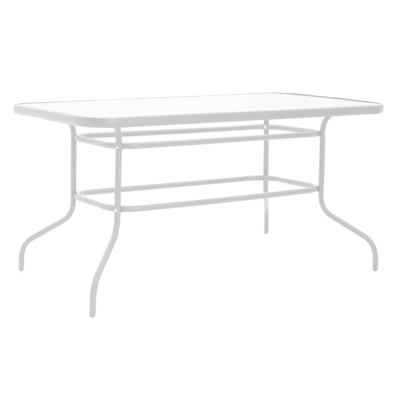 Valor-Confidence dining table set of 5 pakoworld white metal 140x80x70cm