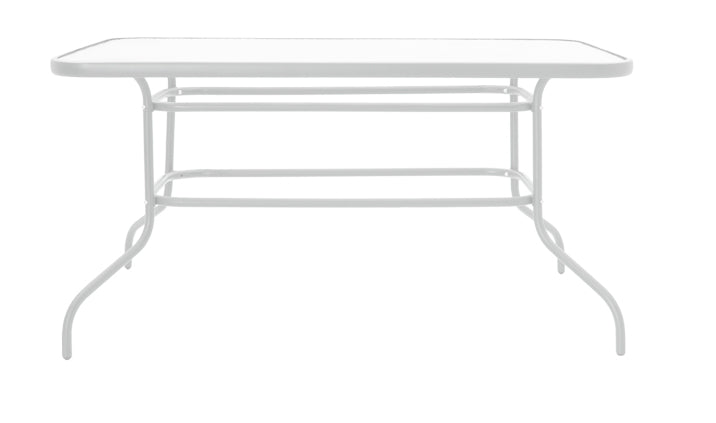 Valor-Confidence dining table set of 5 pakoworld white metal 140x80x70cm