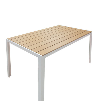 Dining table Nares-Norture A set of 5 white aluminum and plywood in a natural shade 140x80x72.5cm
