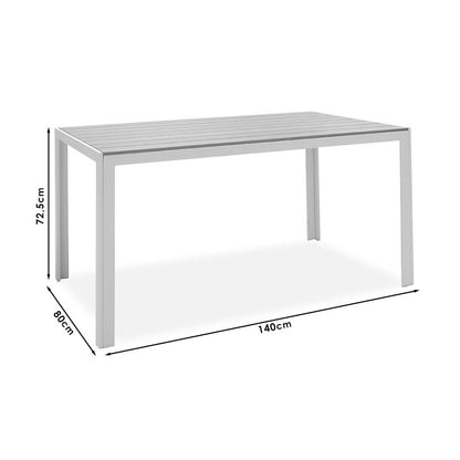 Dining table Nares-Norture A set of 5 white aluminum and plywood in a natural shade 140x80x72.5cm