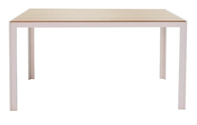 Dining table Nares-Raven A set of 5 white aluminum and plywood in a natural shade 140x80x72.5cm