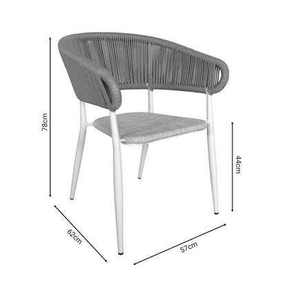 Dining table Nares-Raven A set of 5 pakoworld white aluminum and plywood in a natural shade 140x80x72.5cm