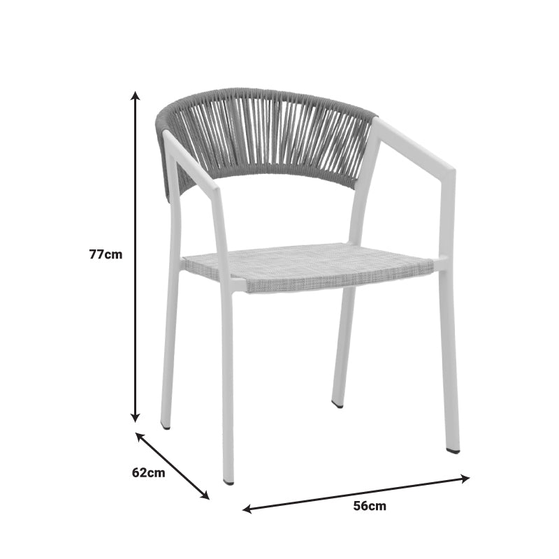 Dining table Nares-Glisten A set of 5 pakoworld white aluminum and plywood in a natural shade 140x80x72.5cm