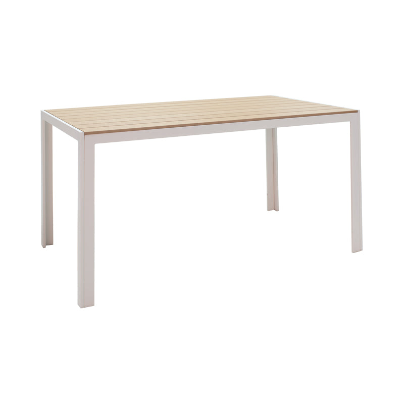 Dining table Nares-Convince A set of 5 pakoworld white aluminum and plywood in a natural shade 140x80x72.5cm