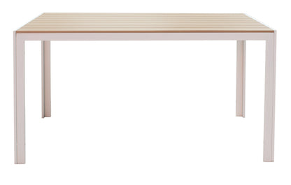 Dining table Nares-Clutch A set of 5 pakoworld white aluminum and plywood in a natural shade 140x80x72.5cm