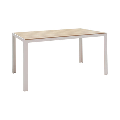 Dining table Nares-Lush A set of 5 pakoworld white aluminum and plywood in a natural shade 140x80x72.5cm