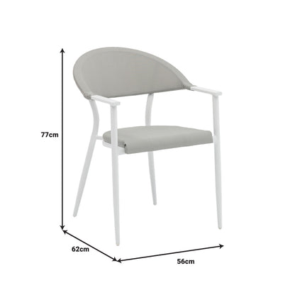 Dining table Nares-Pino A set of 5 pakoworld white aluminum and plywood in a natural shade 140x80x72.5cm