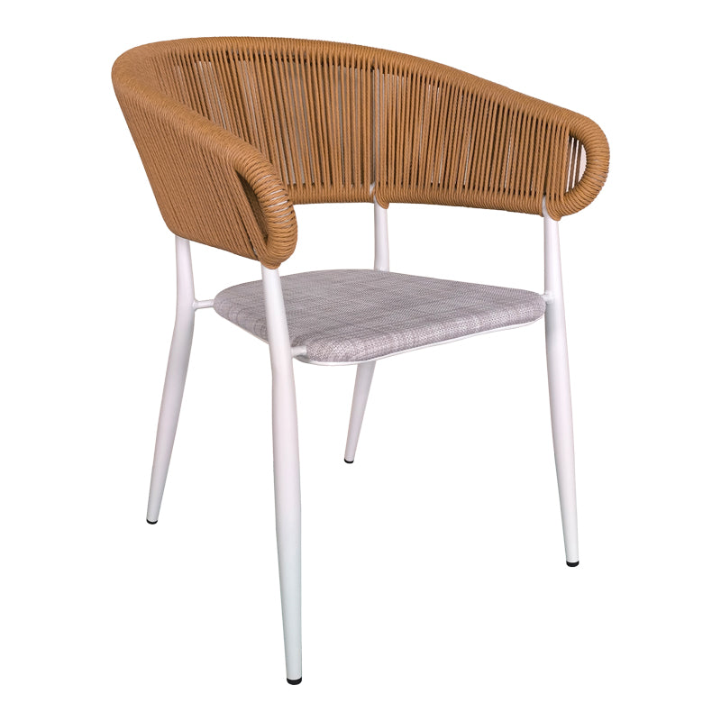 Dining table Nares-Raven B set of 7 white aluminum and plywood in a natural shade 180x90x72.5cm